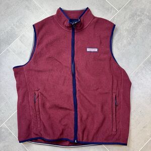 Vineyard Vines Fleece Vest Mens XL Full Zip Rust Red Zipper Pockets